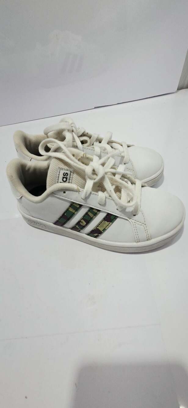 Adidas Grand Court J Camouflage Kids Shoes White Camo GZ1084 Size 12.5K